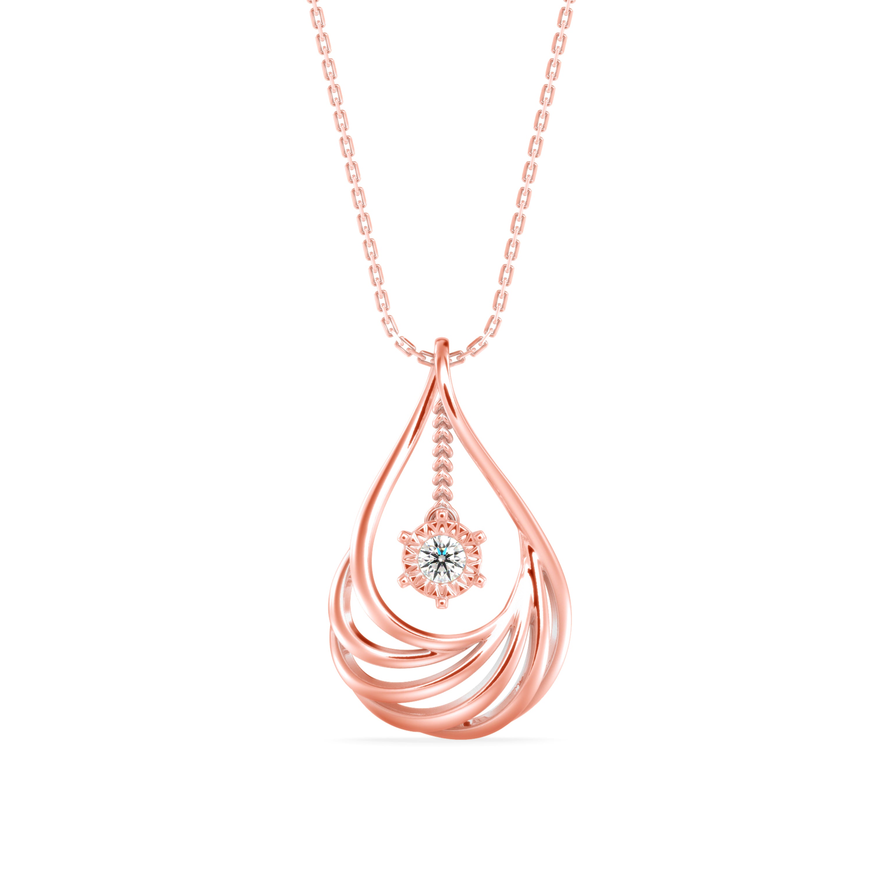 Elegant Swirl Solitaire Pendant
