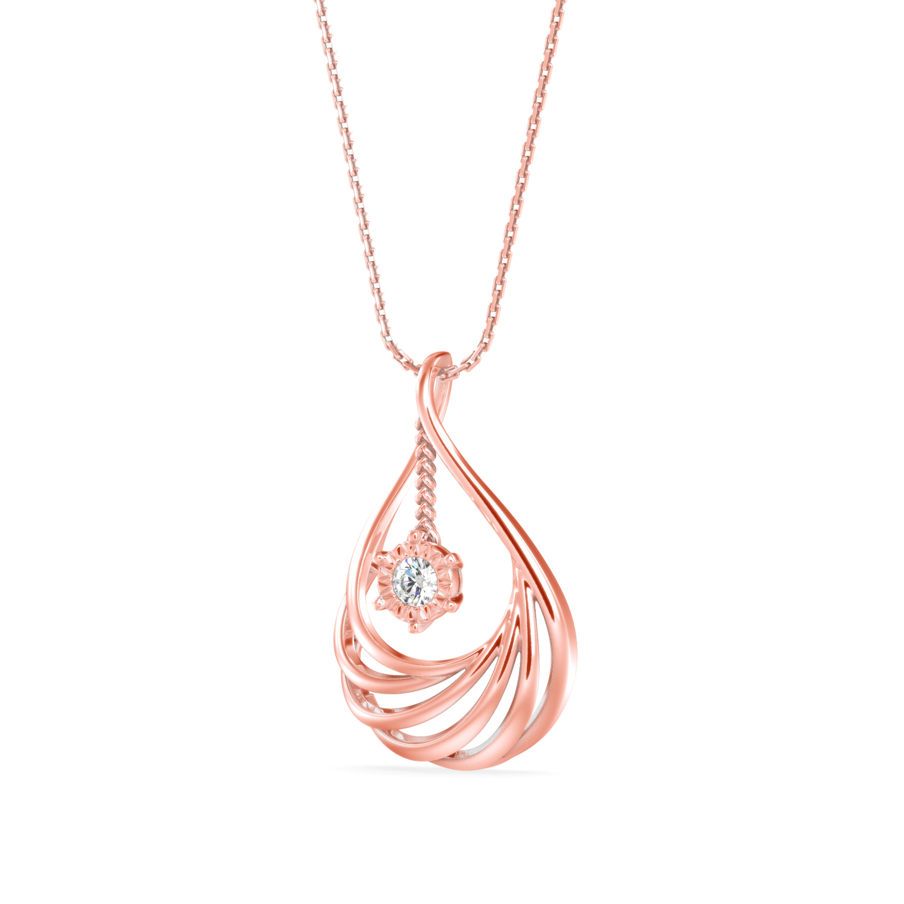 Elegant Swirl Solitaire Pendant