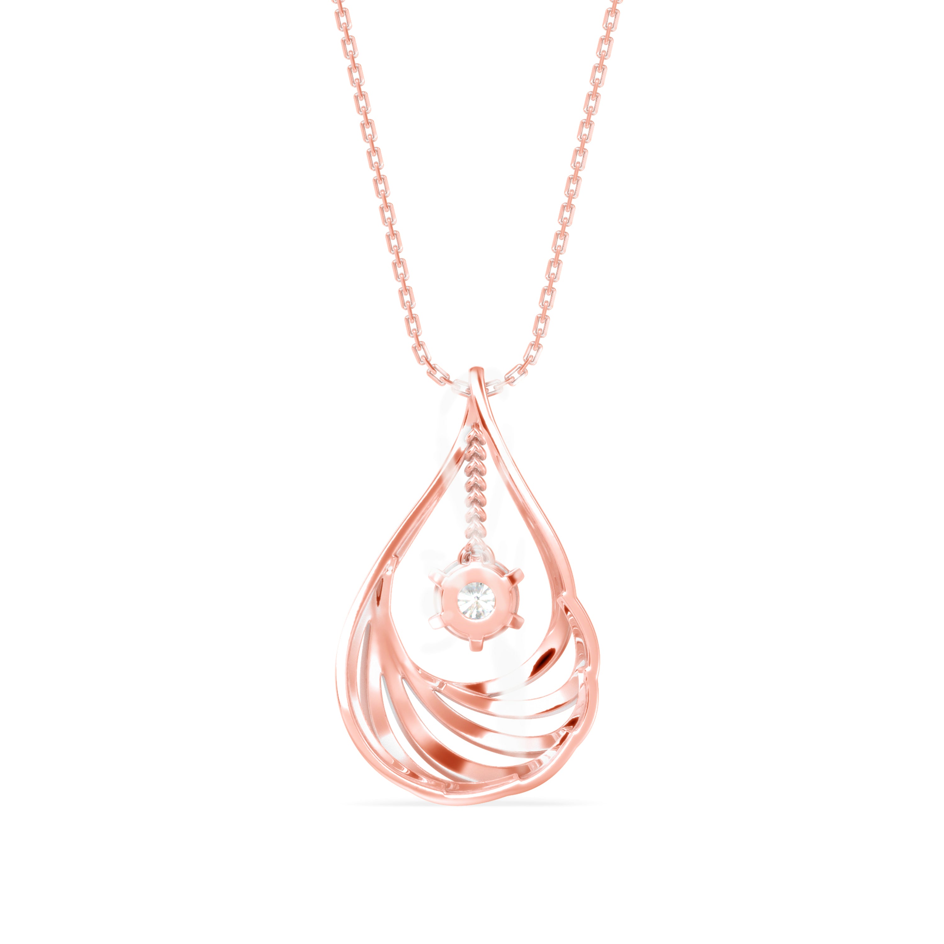 Elegant Swirl Solitaire Pendant