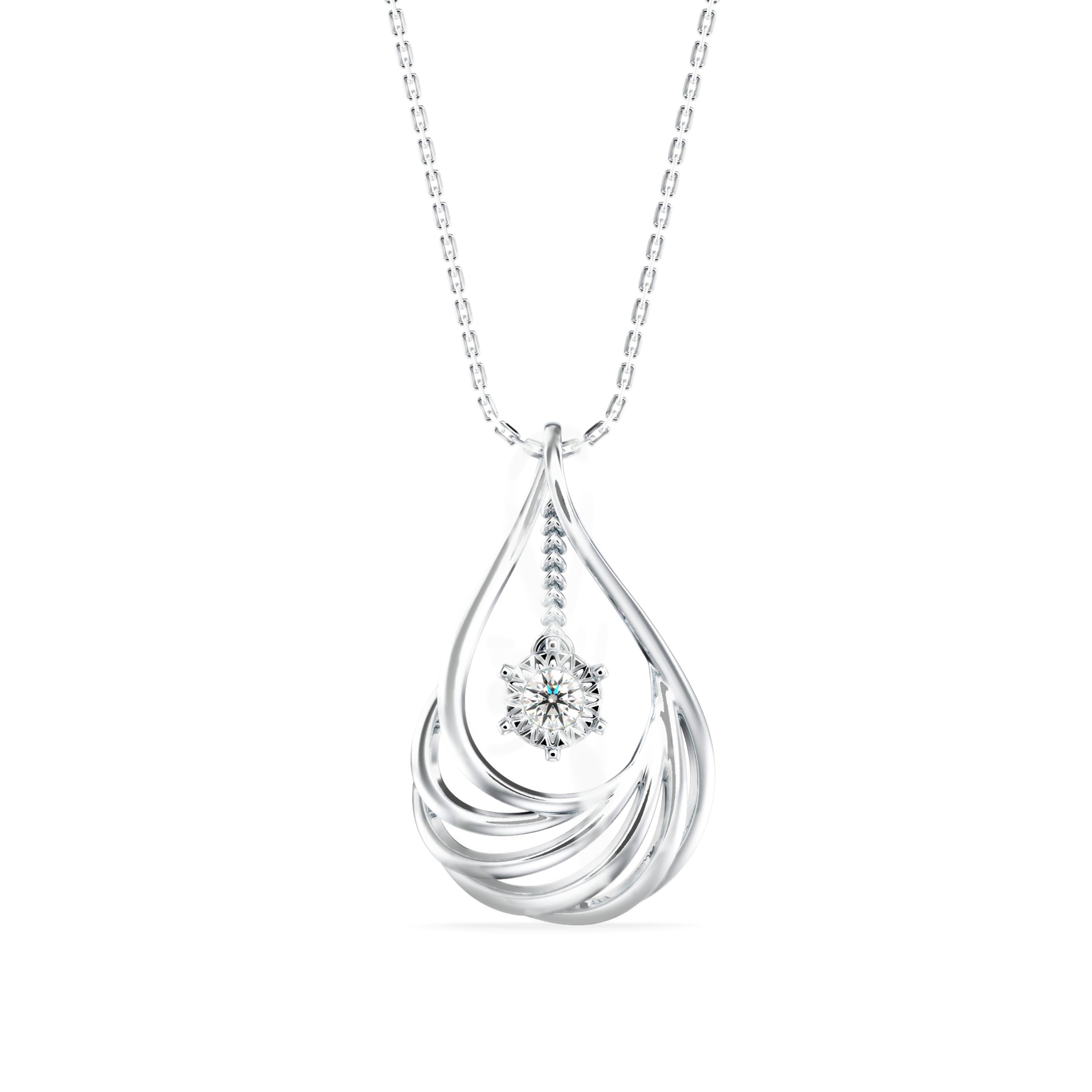 Elegant Swirl Solitaire Pendant