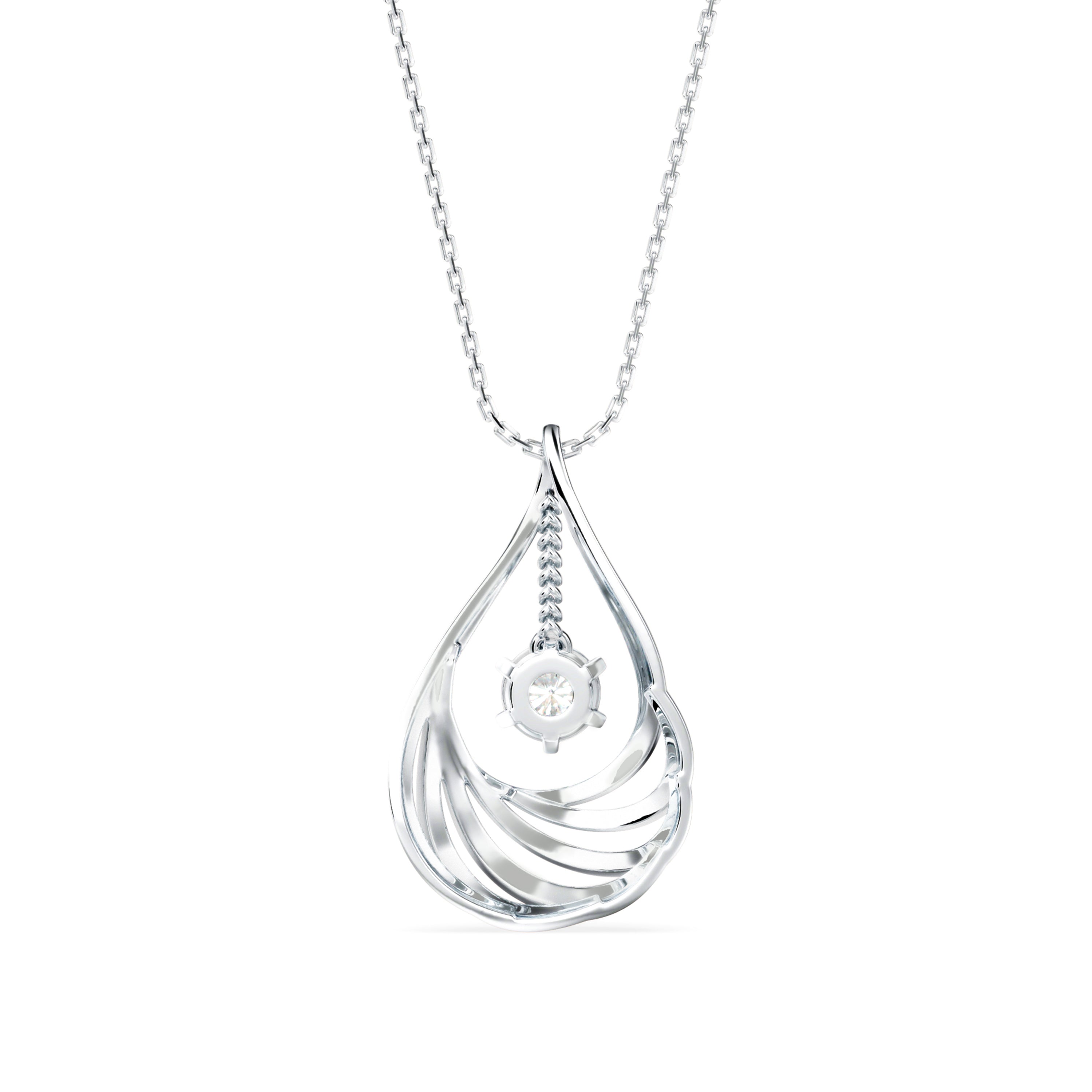 Elegant Swirl Solitaire Pendant