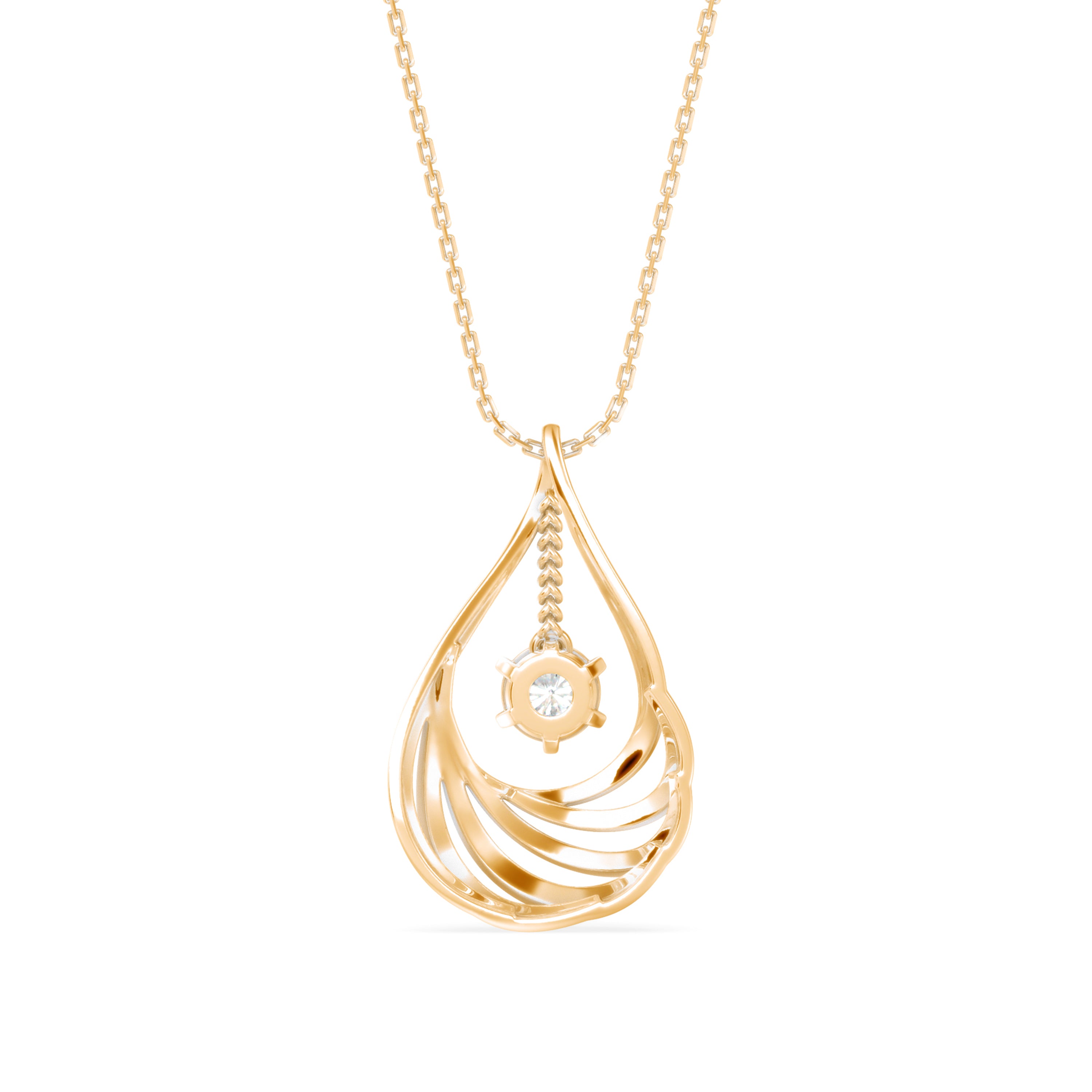 Elegant Swirl Solitaire Pendant