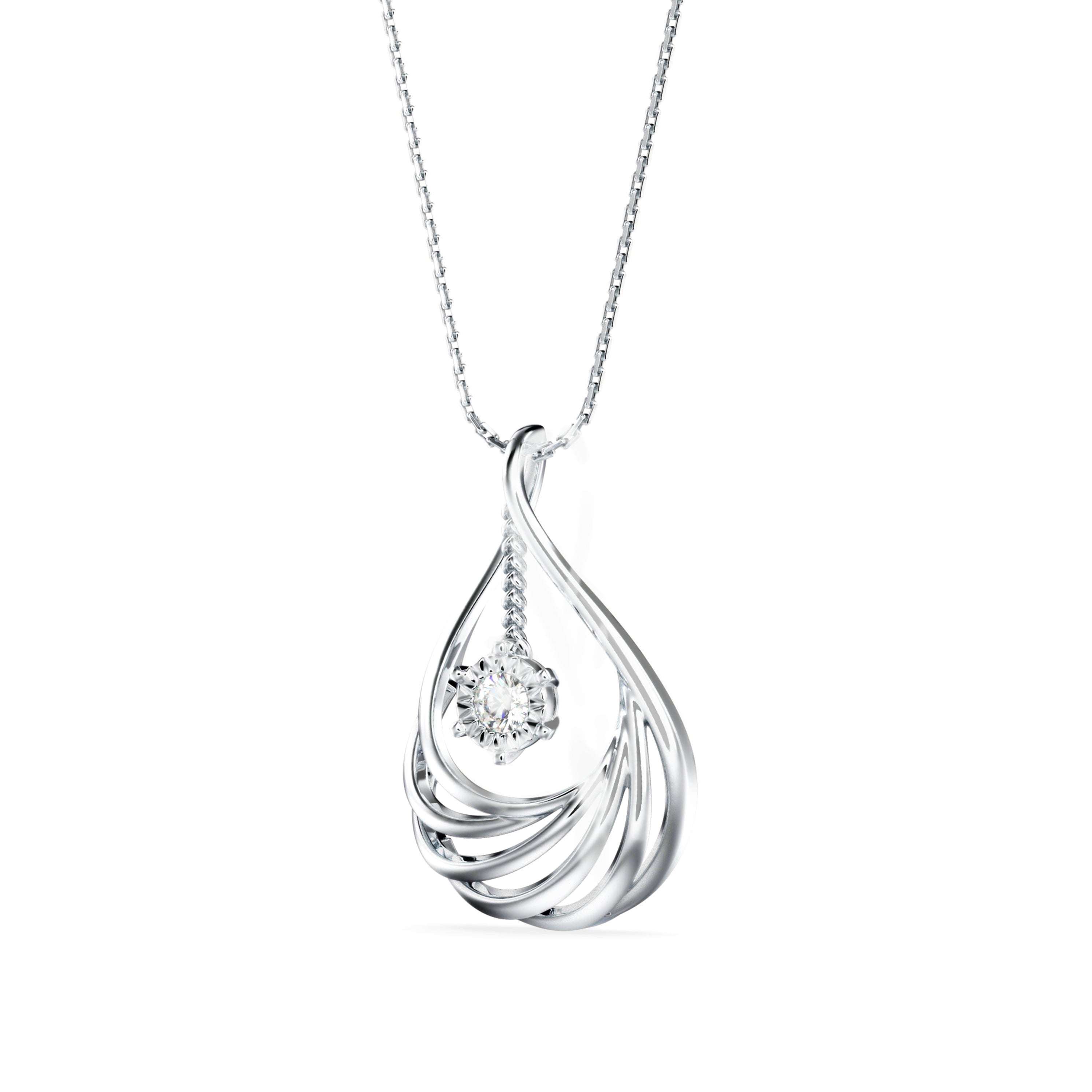 Elegant Swirl Solitaire Pendant