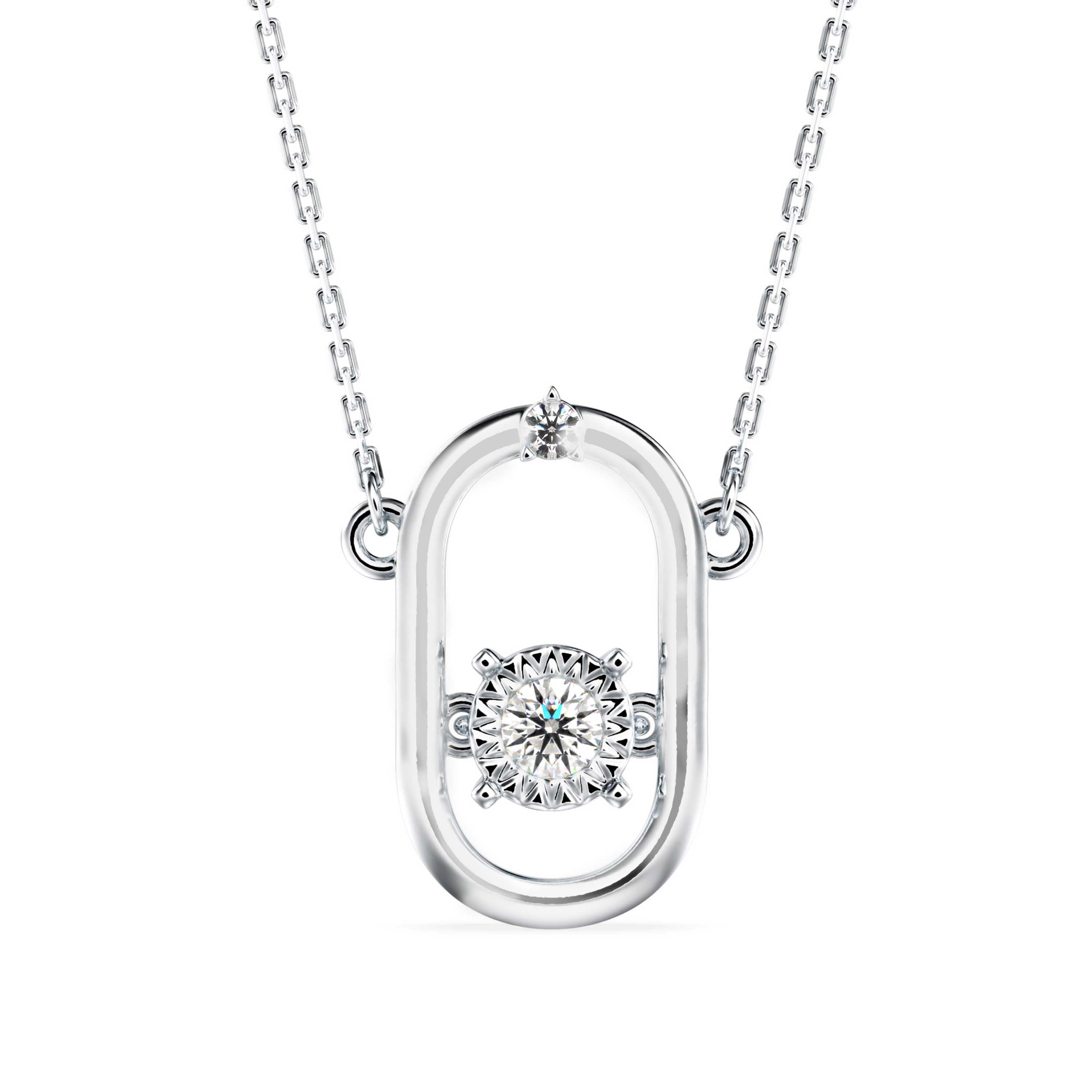 Modern Oval Solitaire Necklace