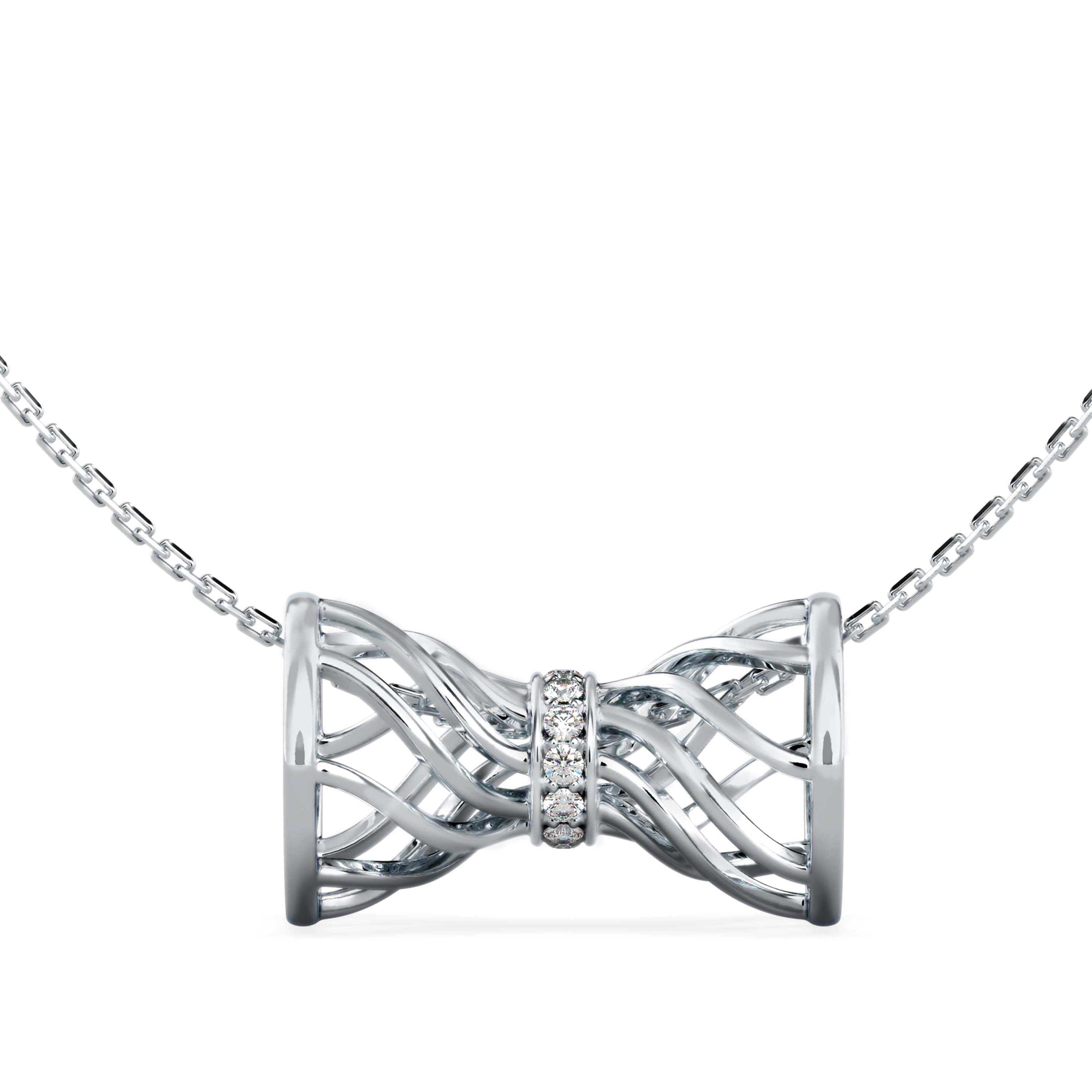 Elegant Bow Diamond Pendant