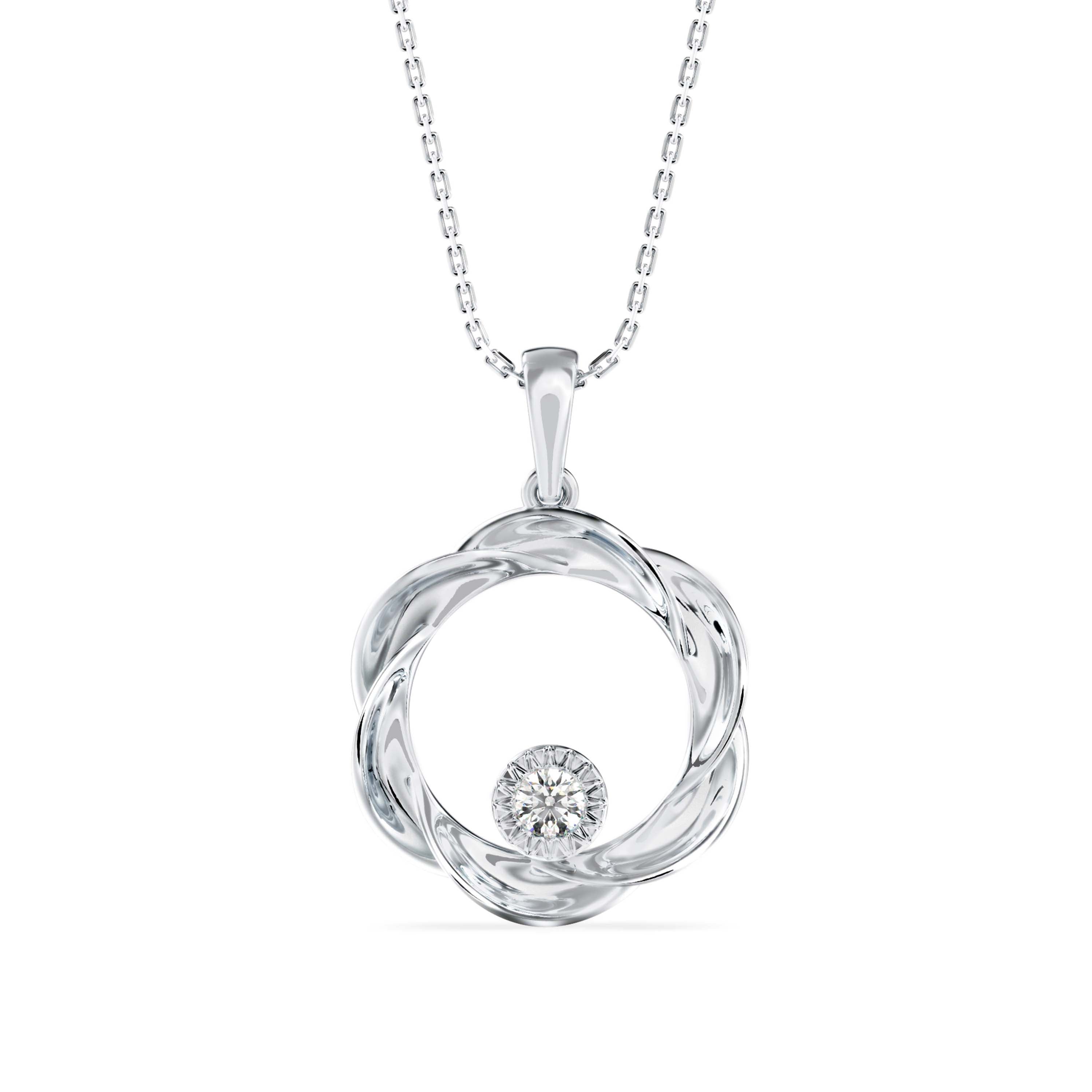 Twisted Halo Diamond Pendant