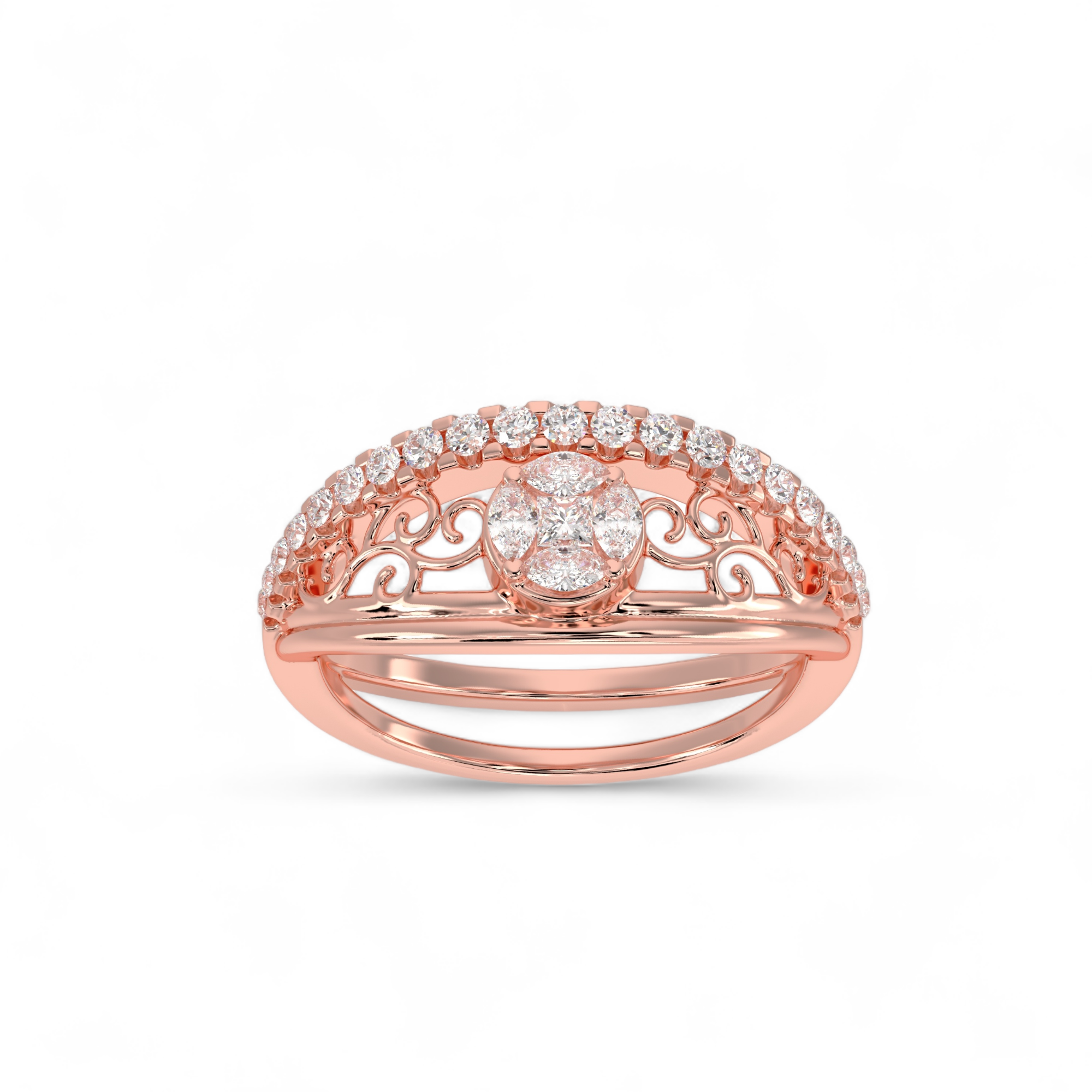 Regal Filigree Halo Ring