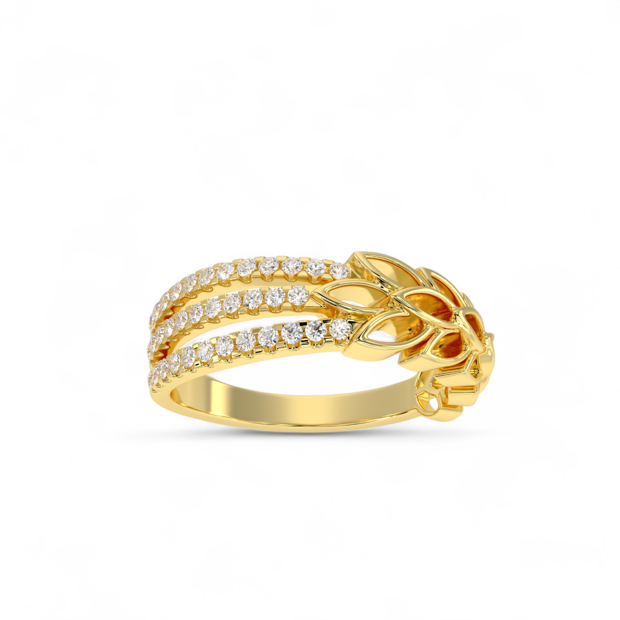 Tri-Flora Pavé Ring