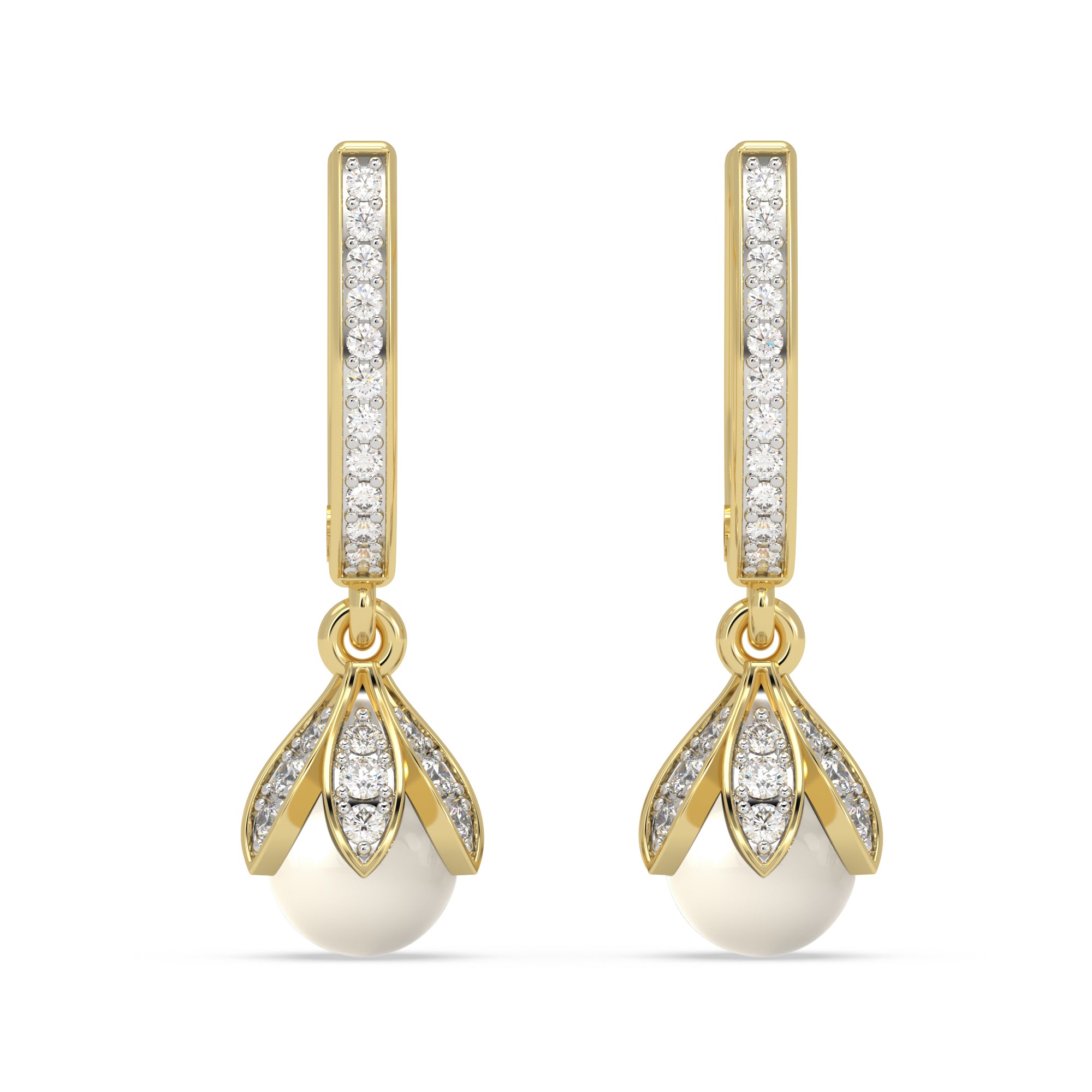 Lotus Pearl Drop Earrings