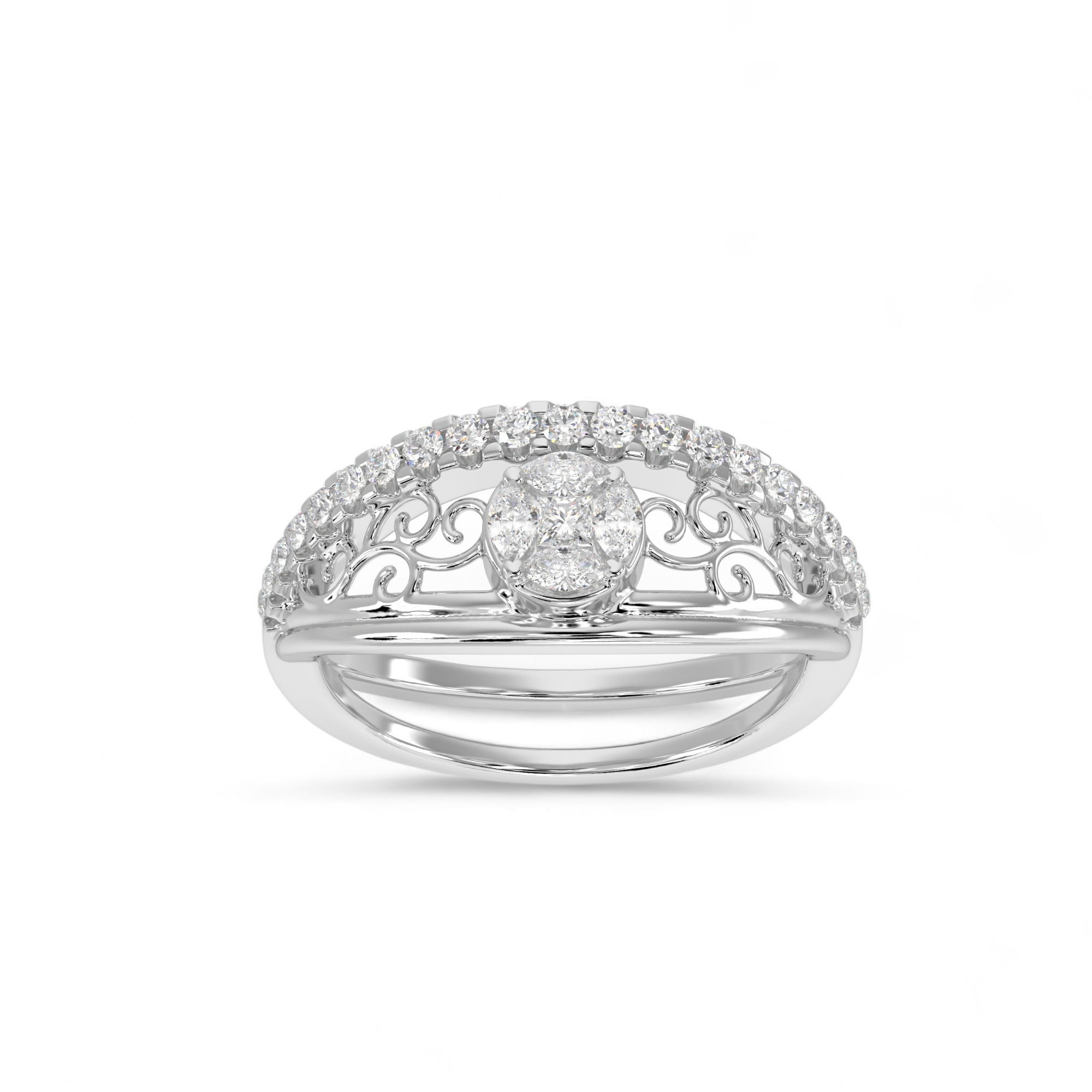 Regal Filigree Halo Ring