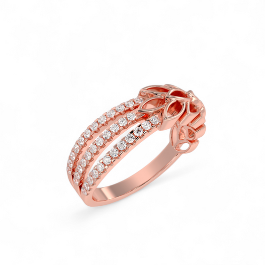 Tri-Flora Pavé Ring