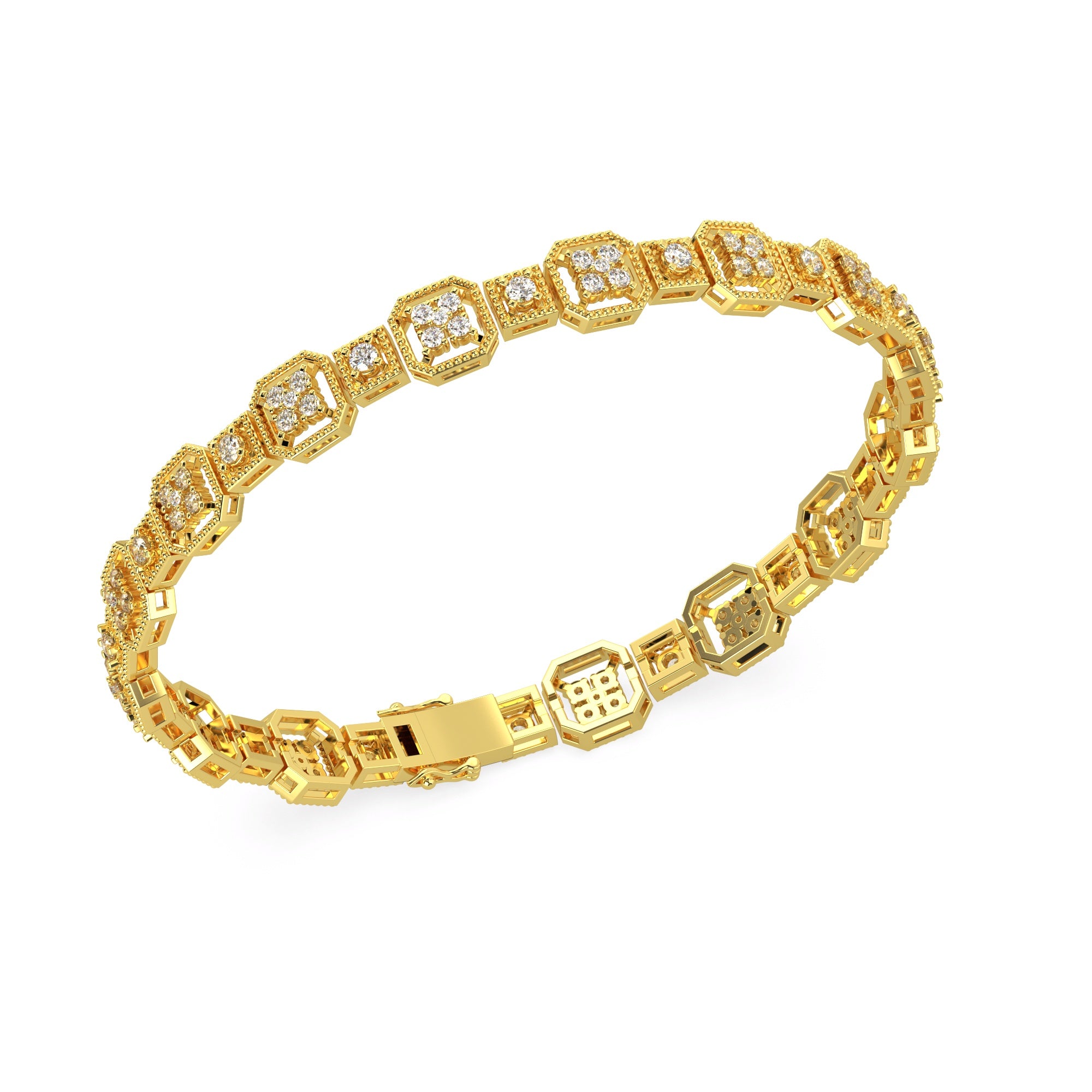 Golden Hex Diamond Bracelet