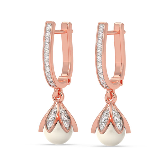 Lotus Pearl Drop Earrings