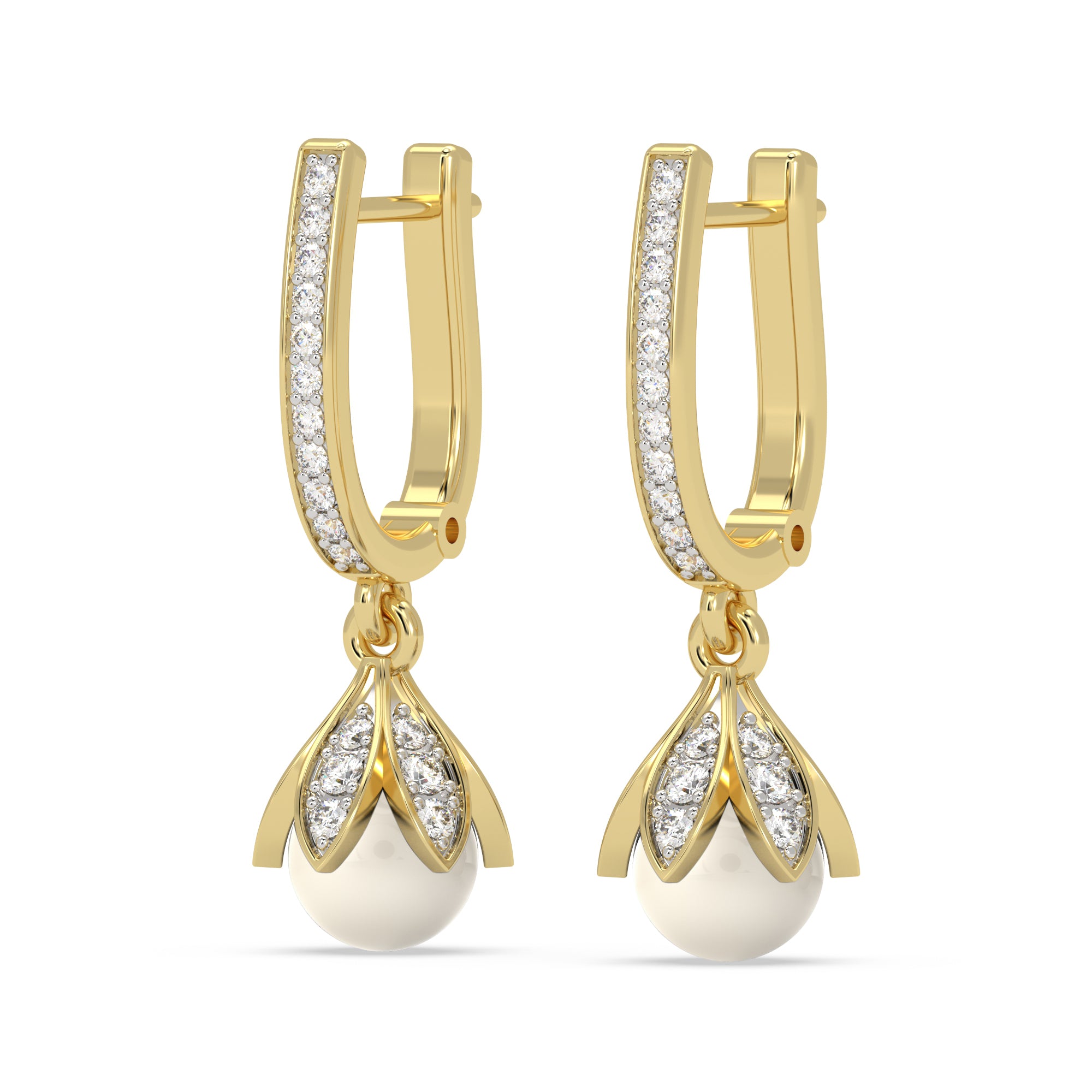 Lotus Pearl Drop Earrings