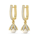 Lotus Pearl Drop Earrings