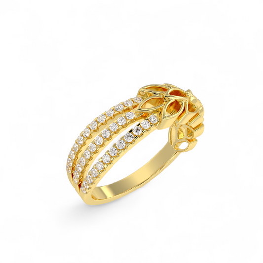 Tri-Flora Pavé Ring