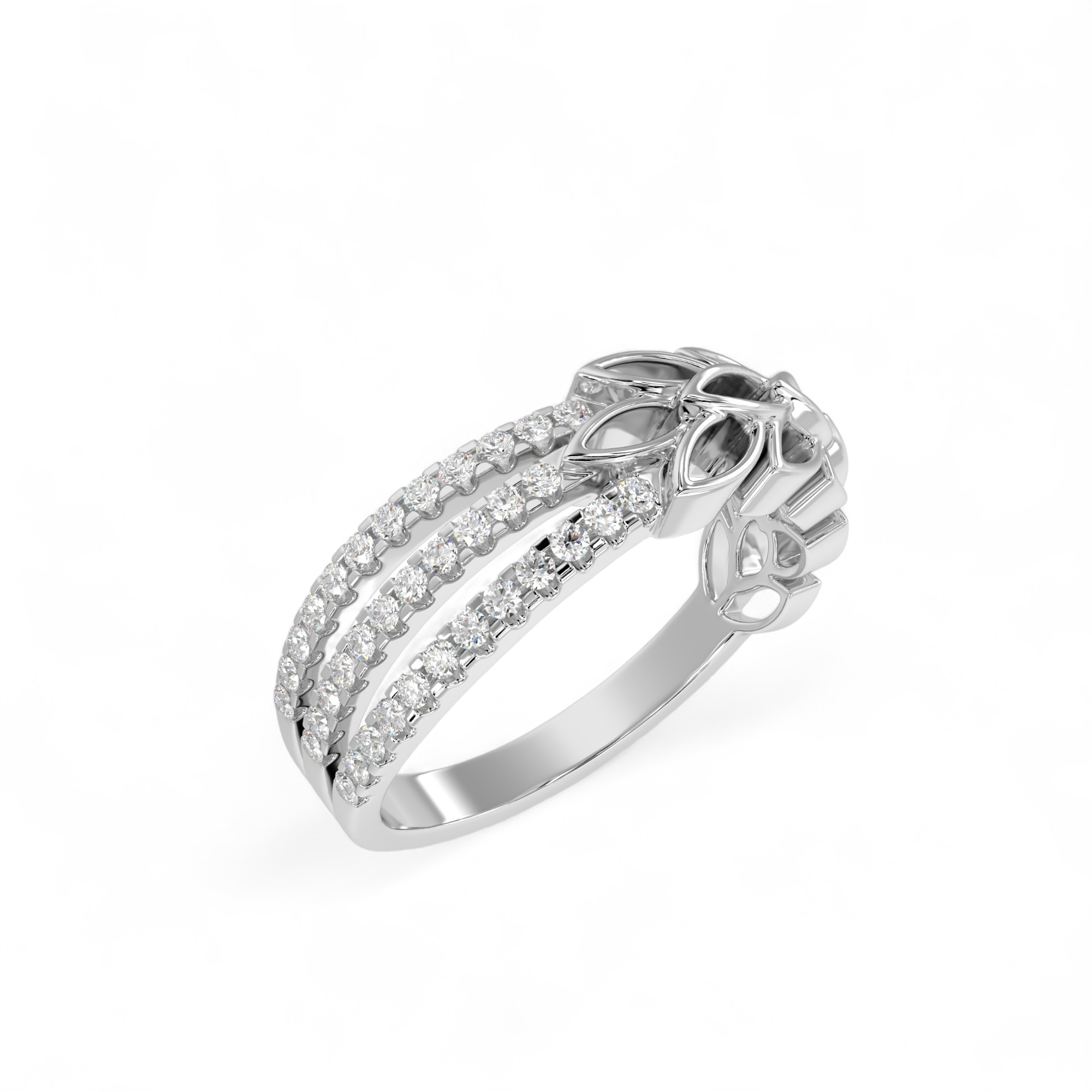Tri-Flora Pavé Ring