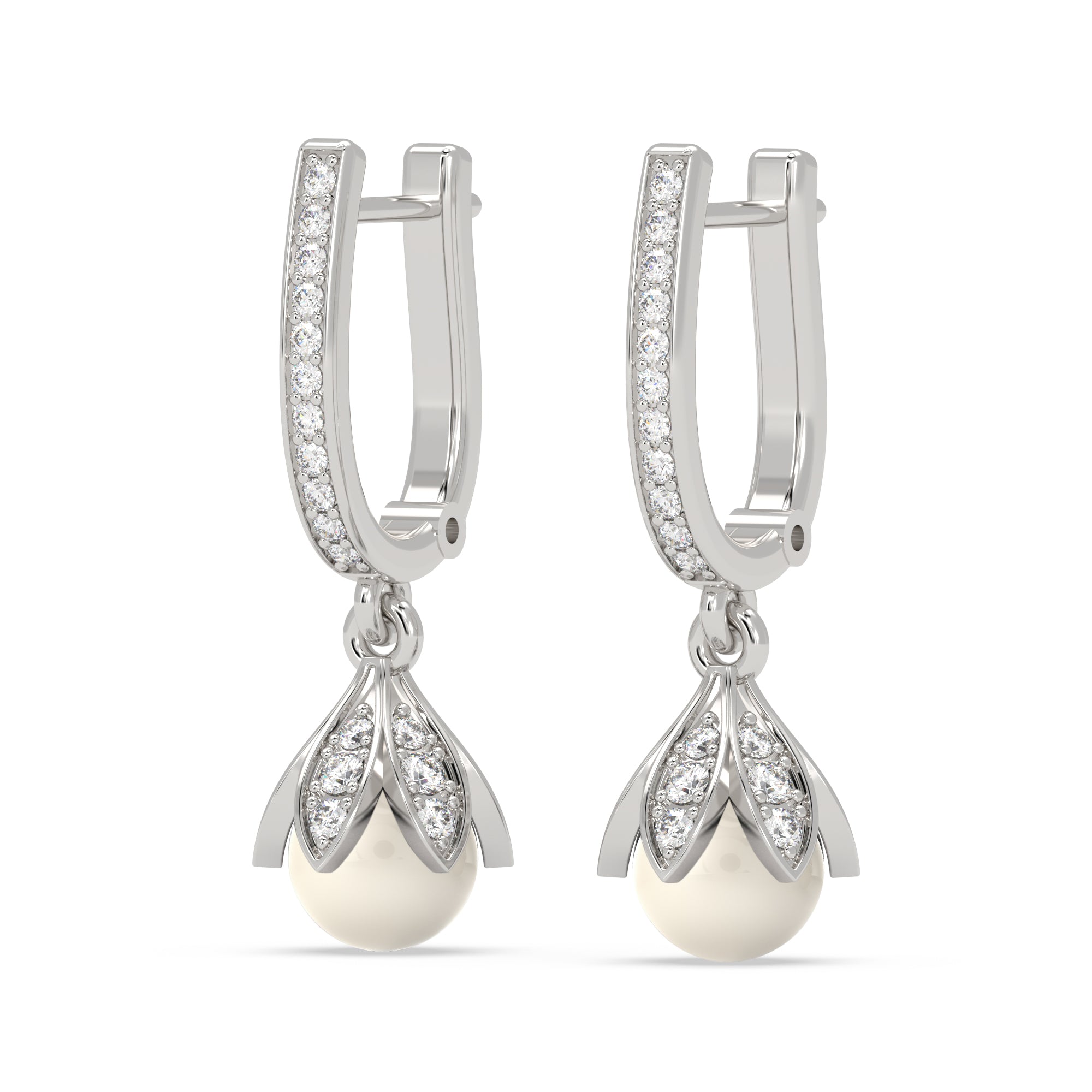 Lotus Pearl Drop Earrings