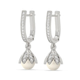 Lotus Pearl Drop Earrings