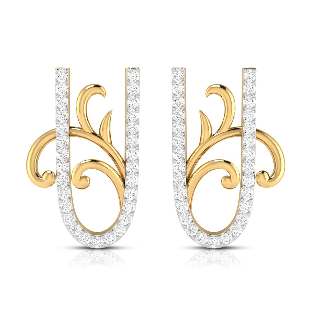 Ornate Vine Diamond Earrings