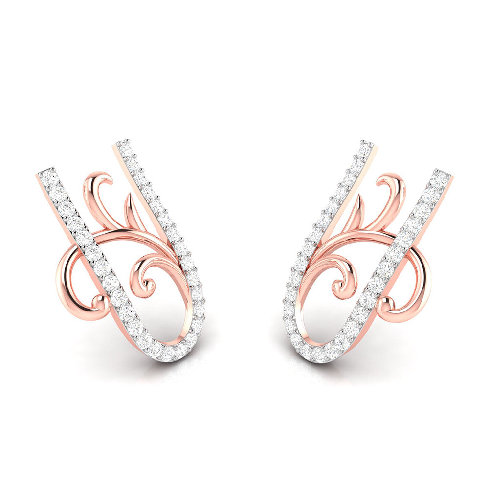 Ornate Vine Diamond Earrings