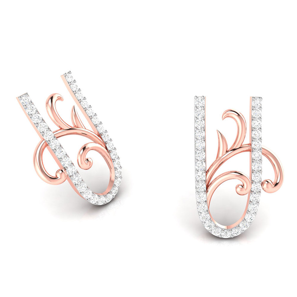 Ornate Vine Diamond Earrings