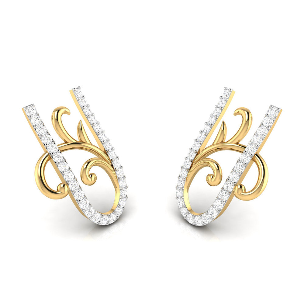 Ornate Vine Diamond Earrings