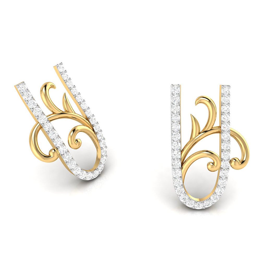 Ornate Vine Diamond Earrings