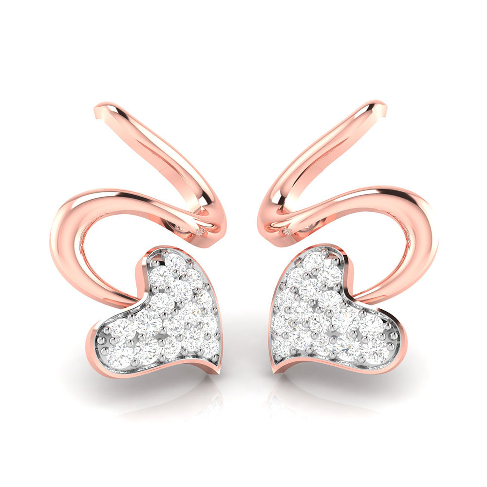 Swirling Heart Diamond Earrings