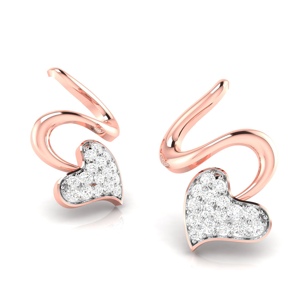 Swirling Heart Diamond Earrings