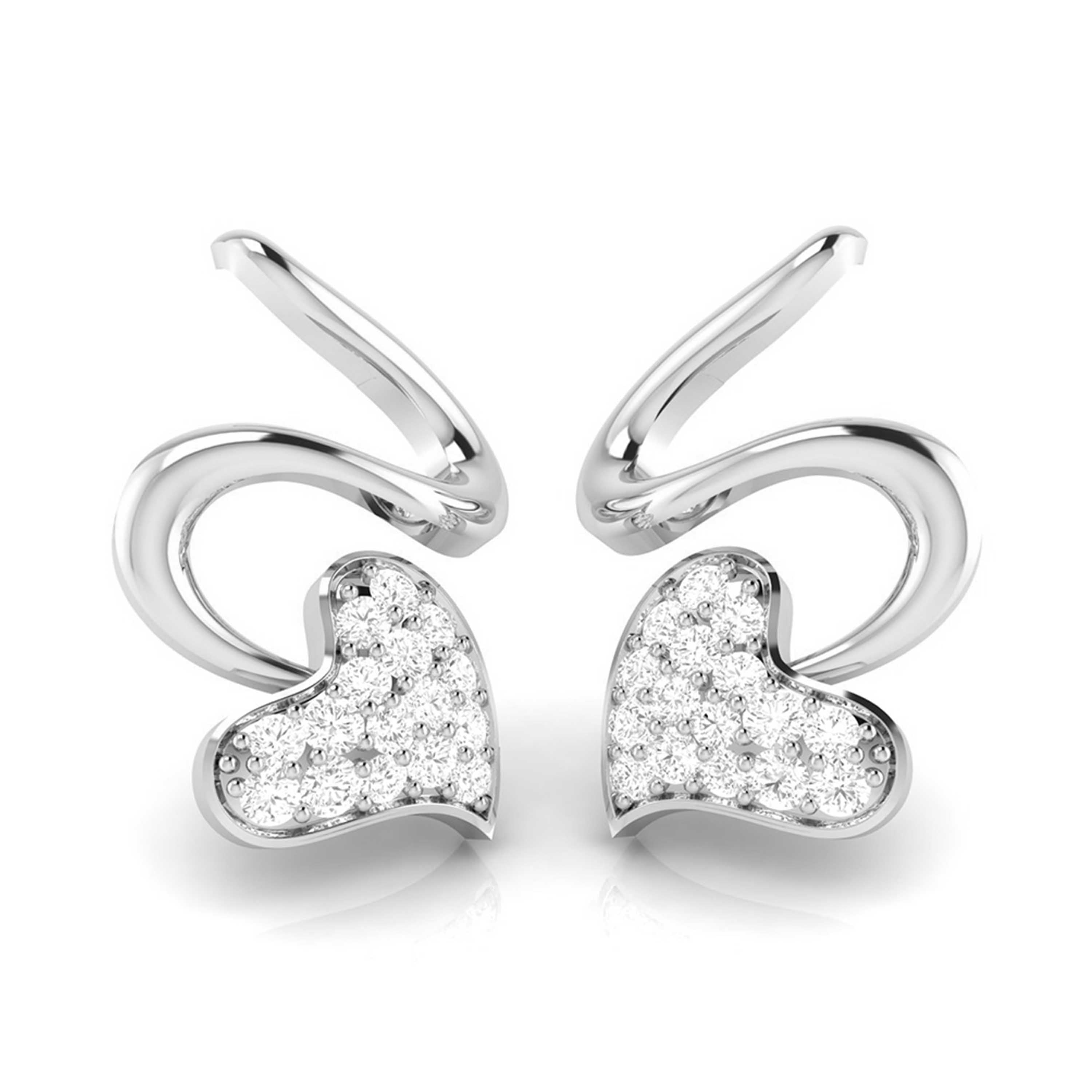 Swirling Heart Diamond Earrings