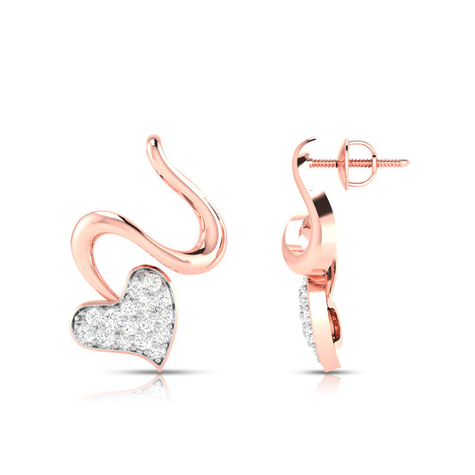 Swirling Heart Diamond Earrings