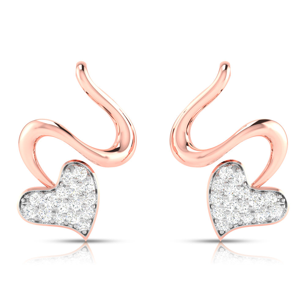 Swirling Heart Diamond Earrings