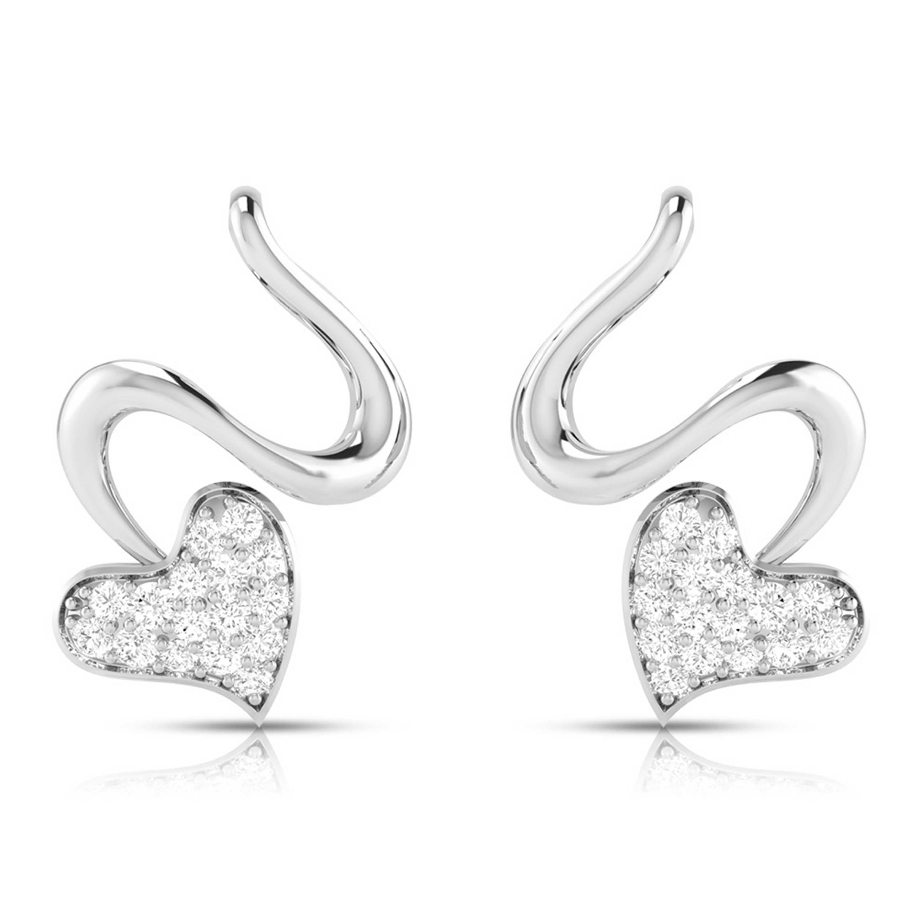Swirling Heart Diamond Earrings