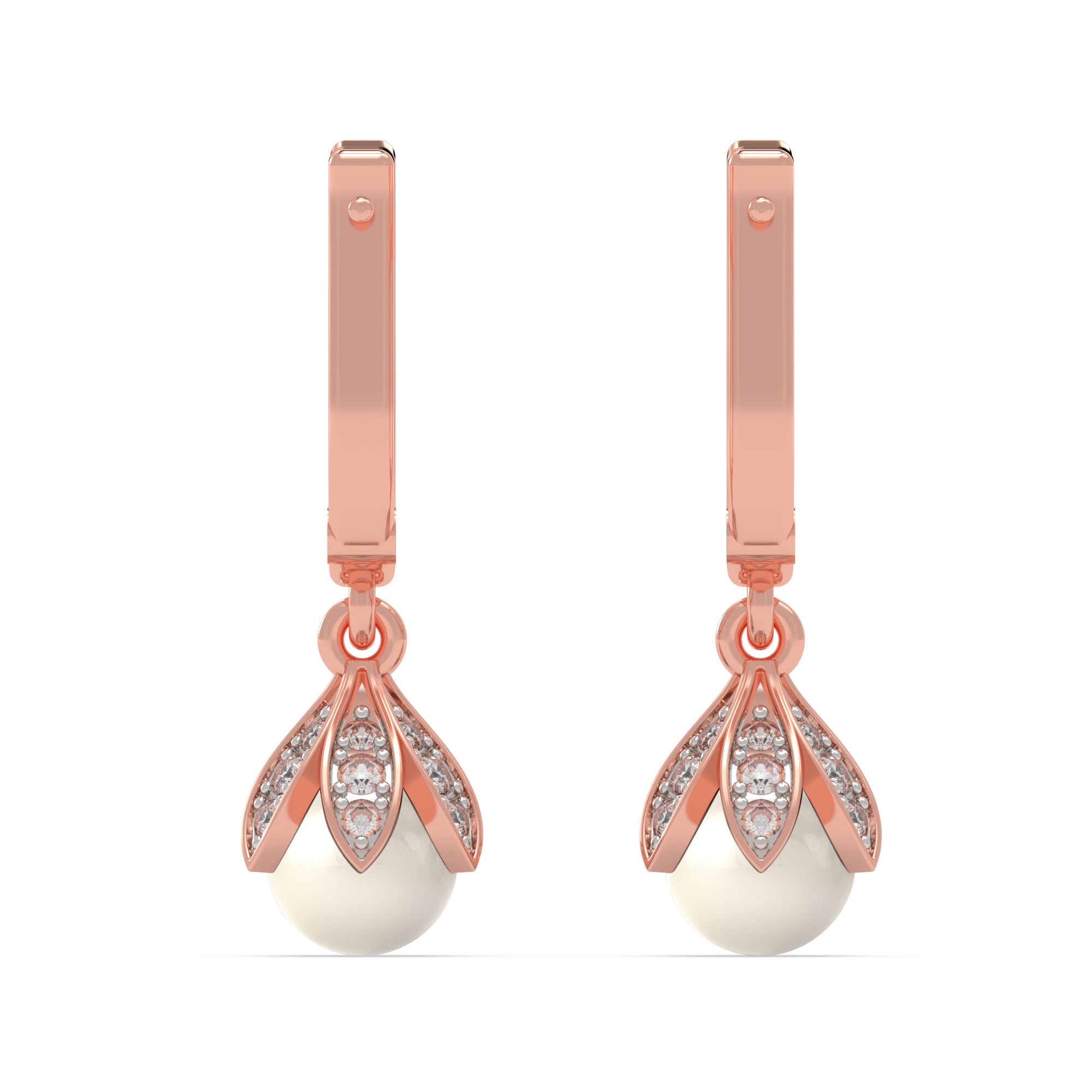 Lotus Pearl Drop Earrings