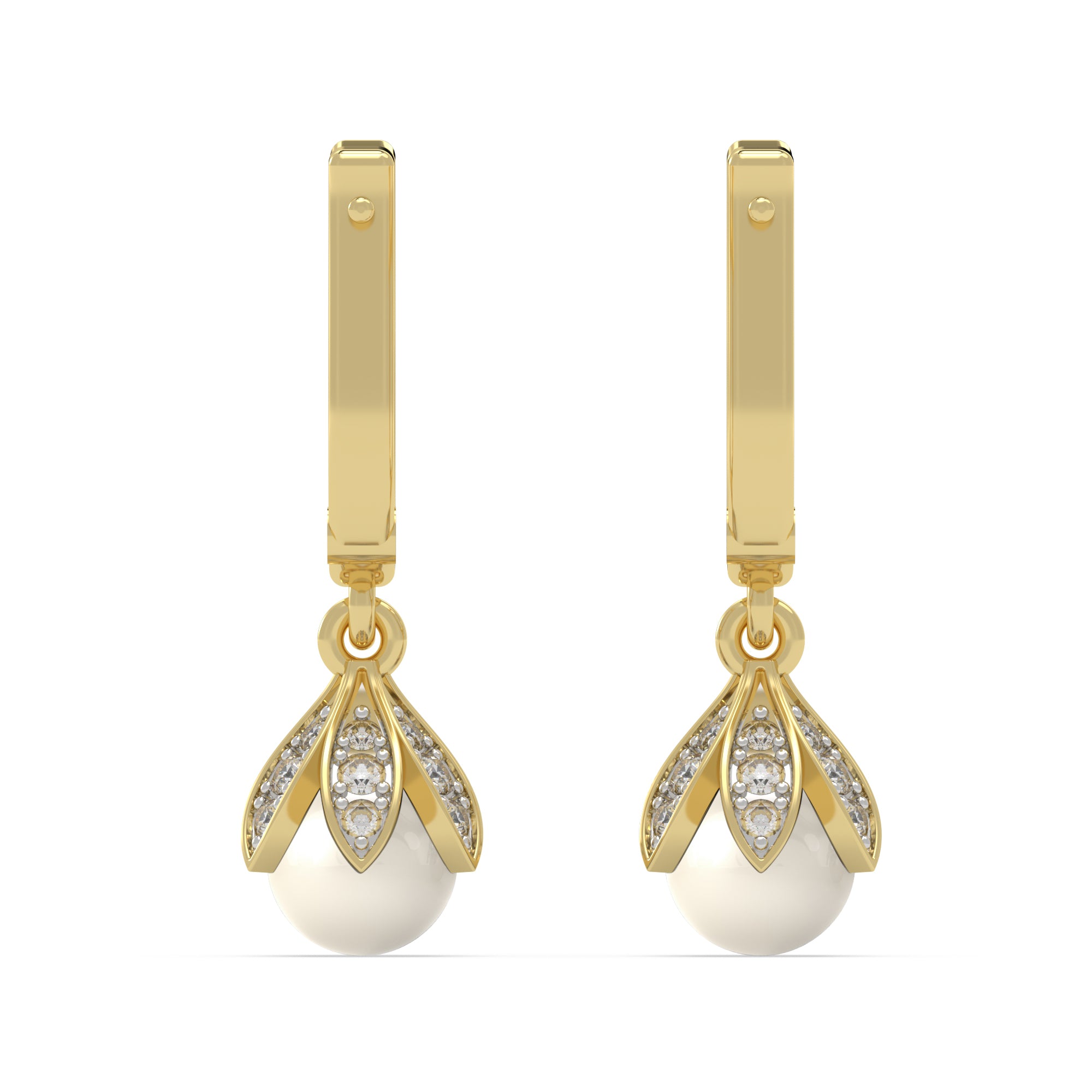 Lotus Pearl Drop Earrings