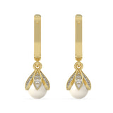 Lotus Pearl Drop Earrings