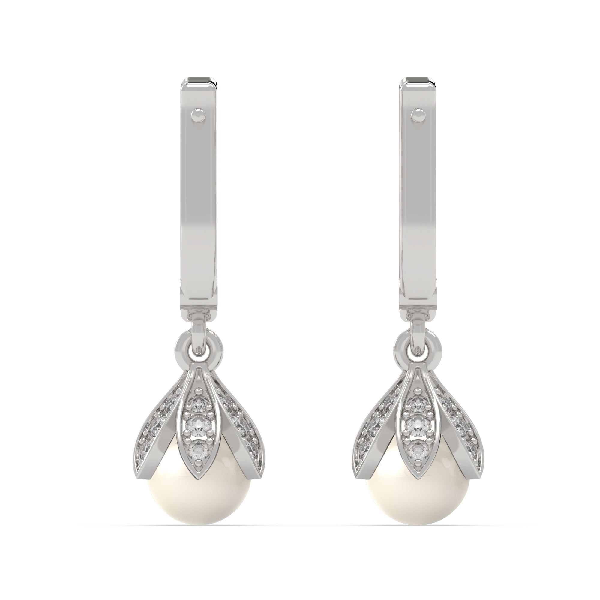 Lotus Pearl Drop Earrings