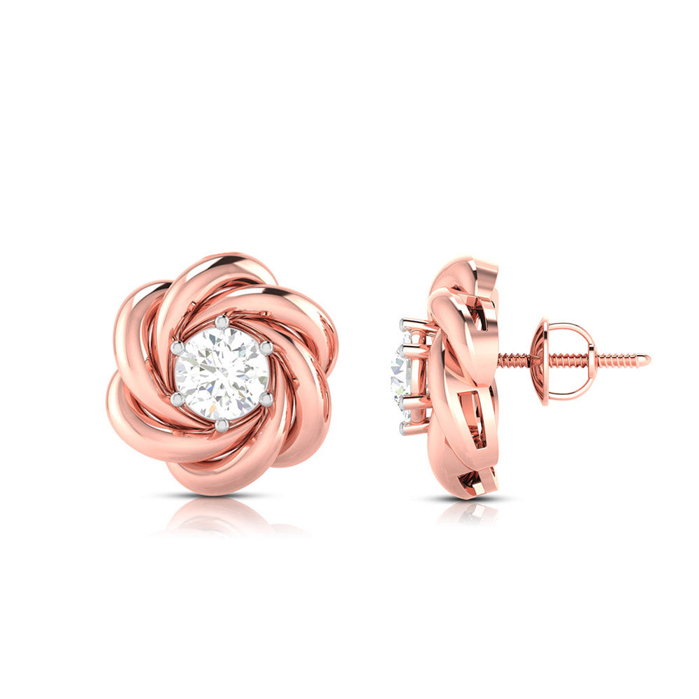 Twisted Knot Solitaire Stud Earrings