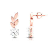 Rose Gold Solitaire Leaf Earrings