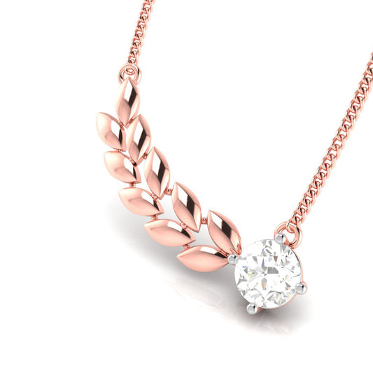 Solitaire Leaf Rose Gold Necklace