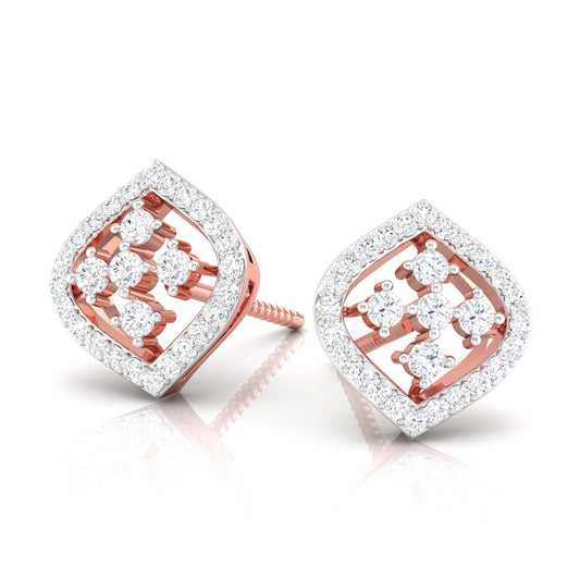 Diamond Frame Stud Earrings