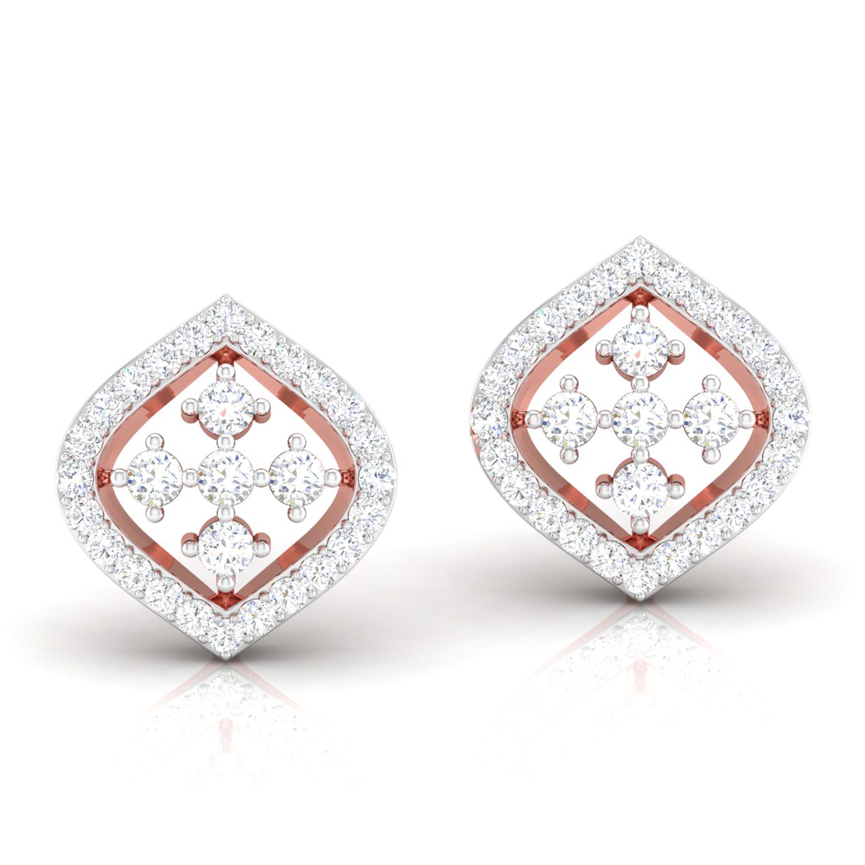 Diamond Frame Stud Earrings