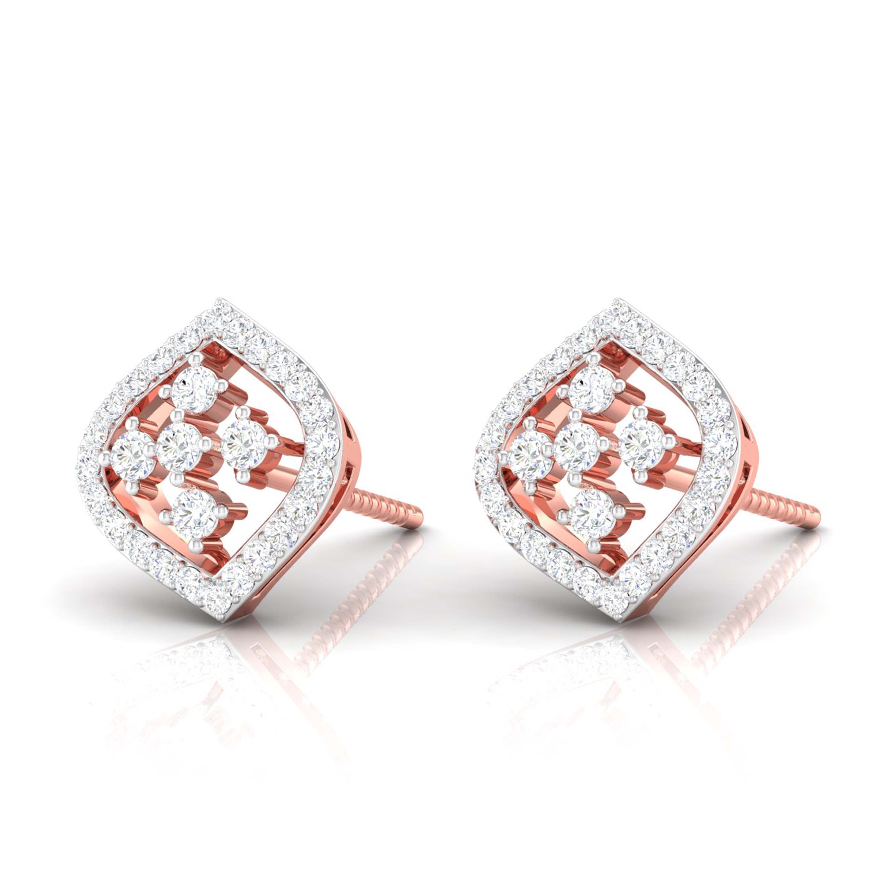 Diamond Frame Stud Earrings