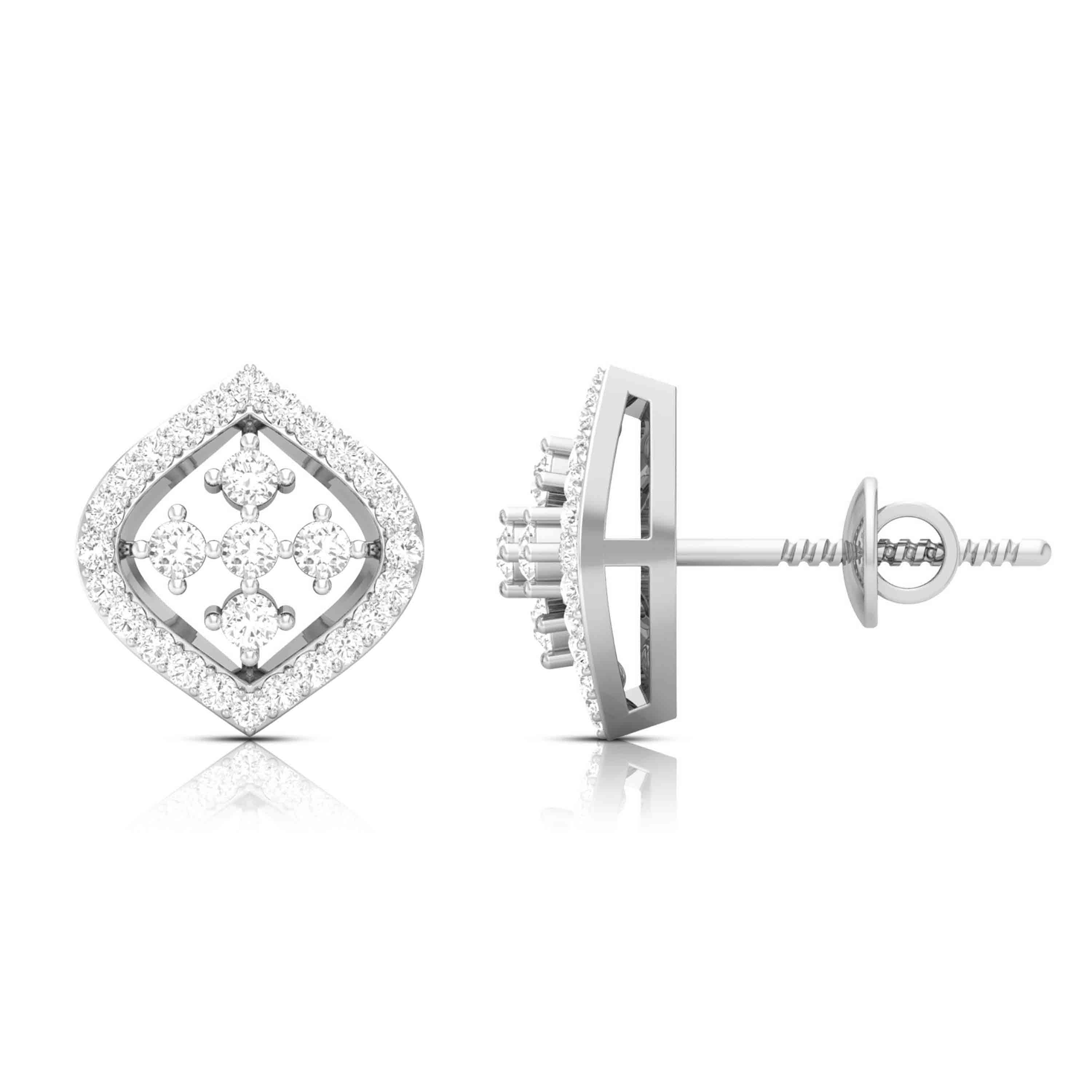 Diamond Frame Stud Earrings