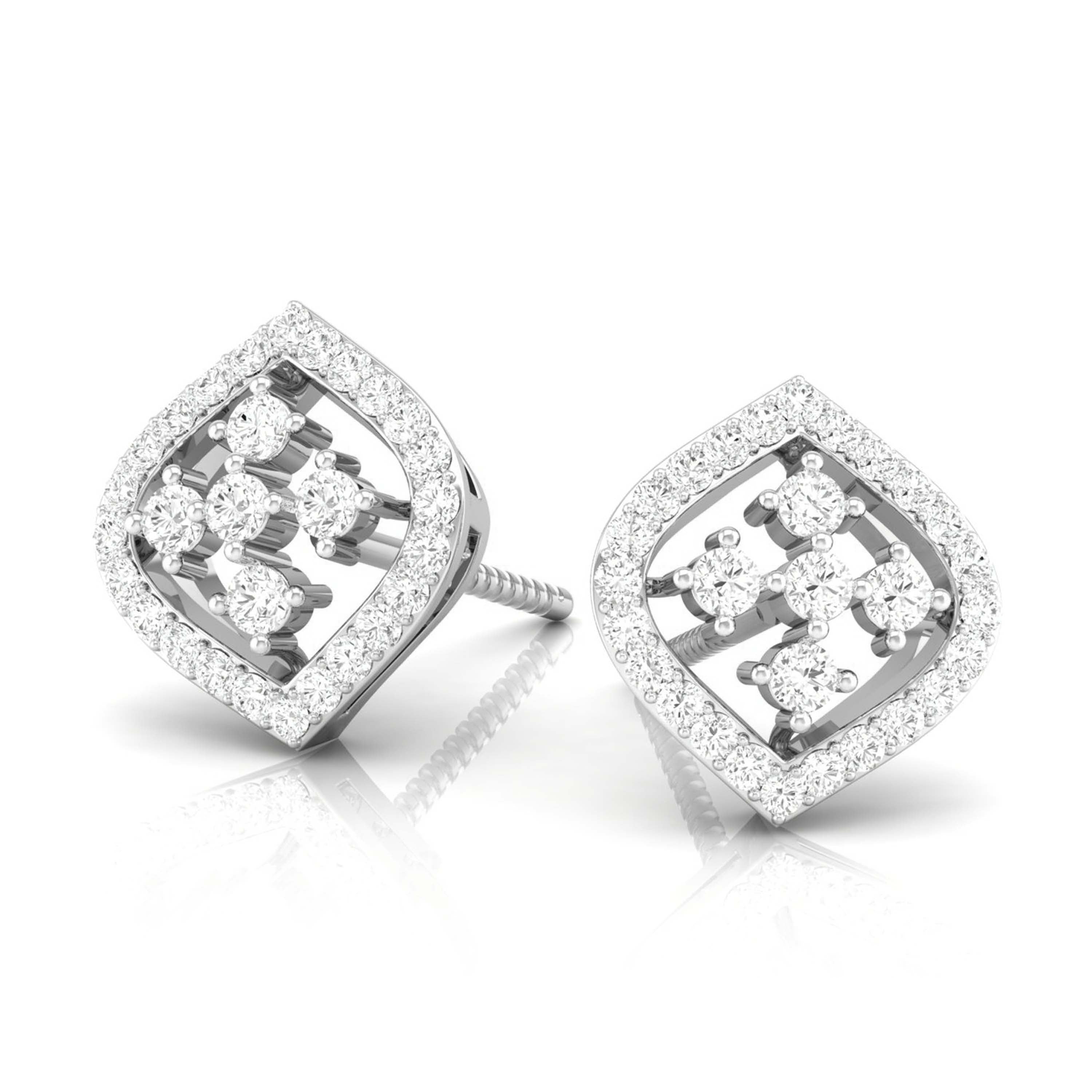 Diamond Frame Stud Earrings