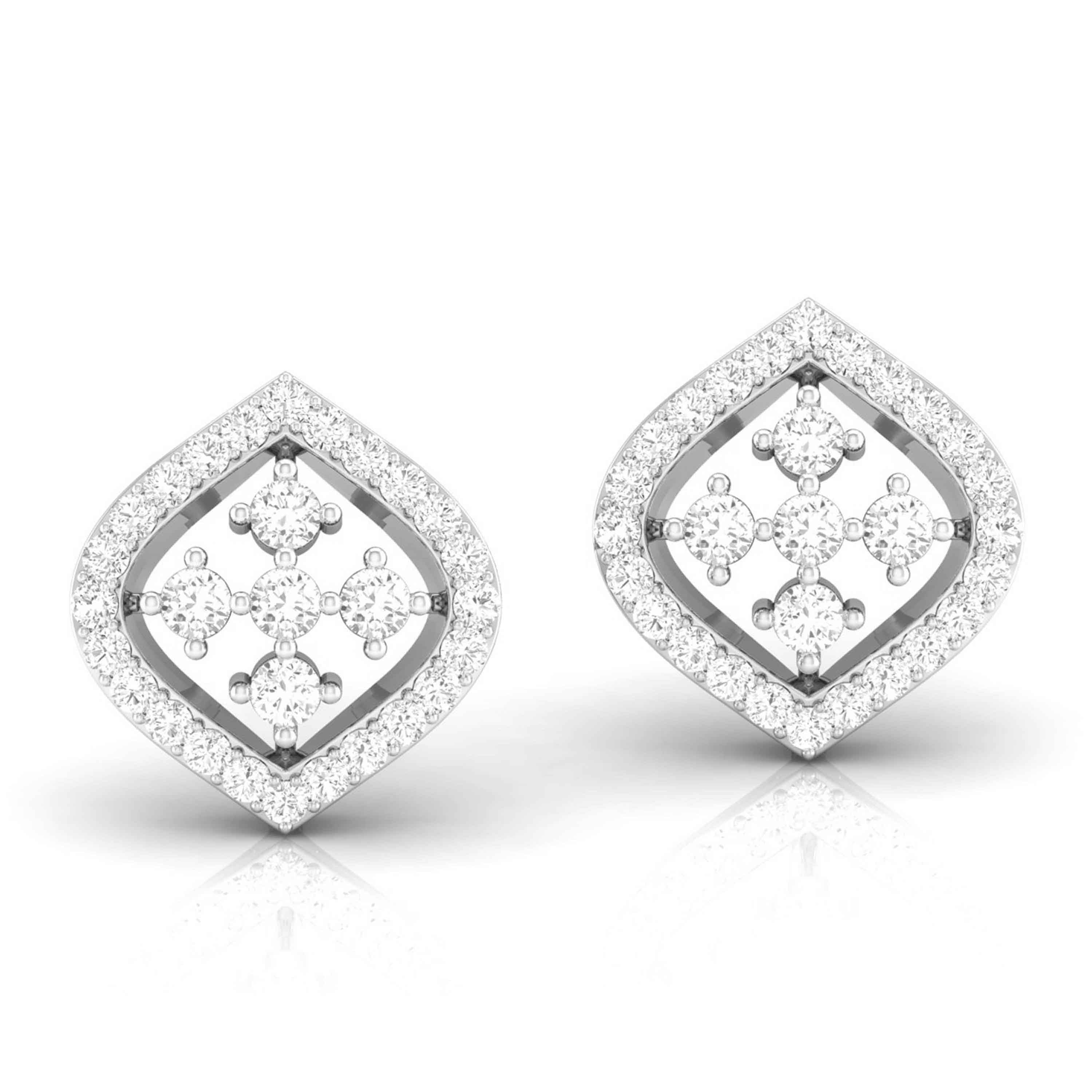 Diamond Frame Stud Earrings