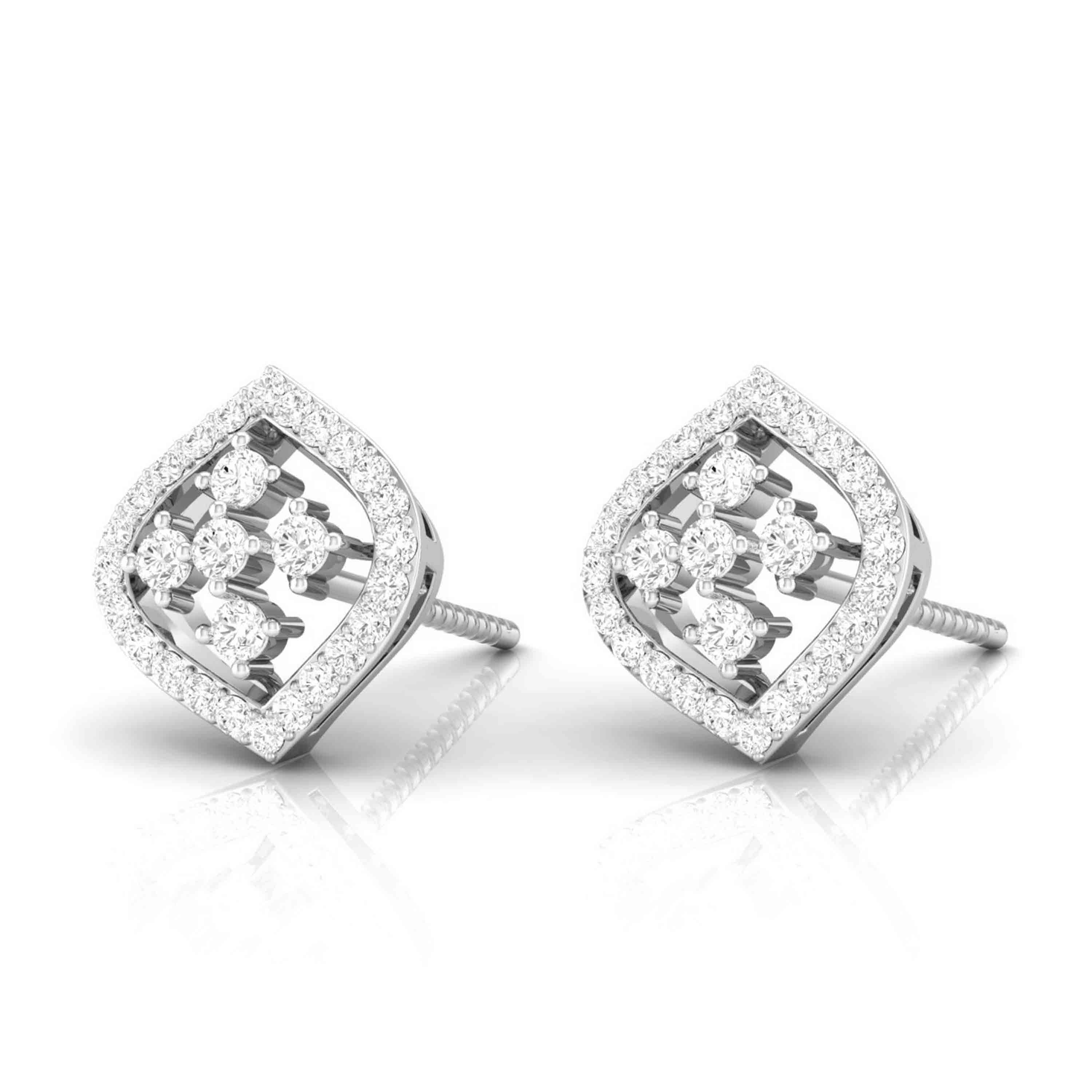 Diamond Frame Stud Earrings