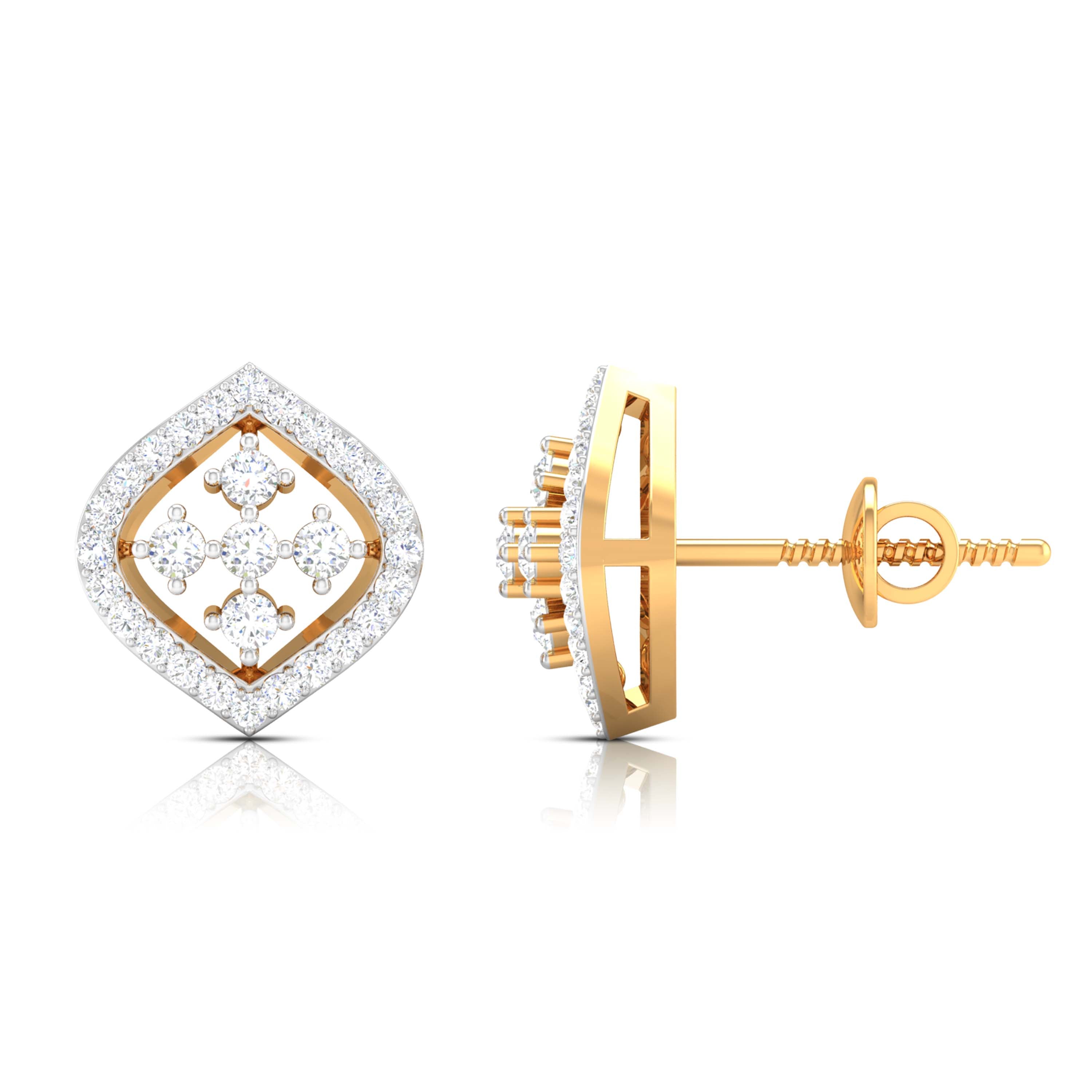 Diamond Frame Stud Earrings