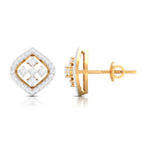 Diamond Frame Stud Earrings